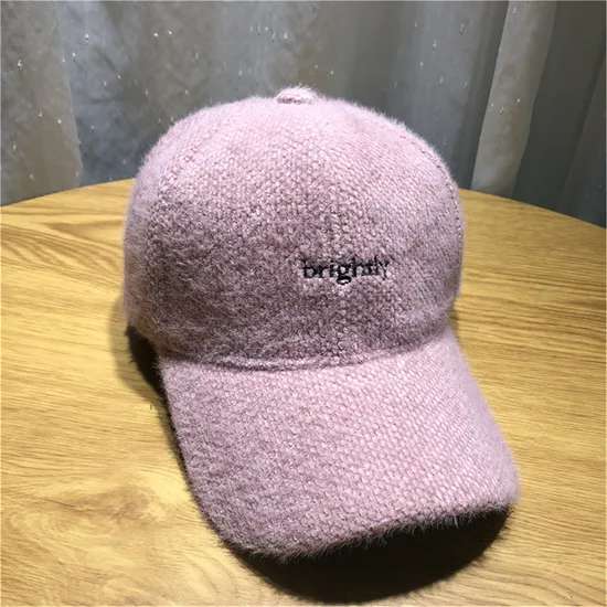 Thickened Warm Rabbit Fur Blend Lettering Fashion Trend Warm Baseball Cap