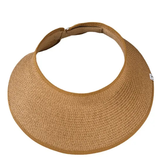 Foldable Large Brimmed Grass Woven Hollow Top Baseball Cap