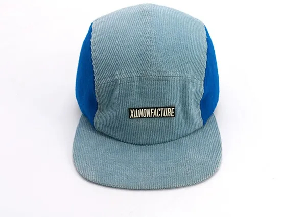 Color Blocking Corduroy Logo Flat Brim Baseball Cap
