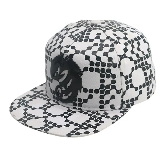 Flat Brim Color Blocking Embroidered Printed Baseball Cap