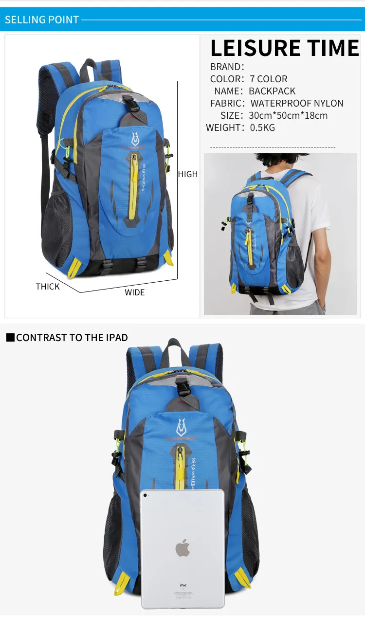Mountaineering Outdoor Backpack Leisure Sports Bag Waterproof Backpack