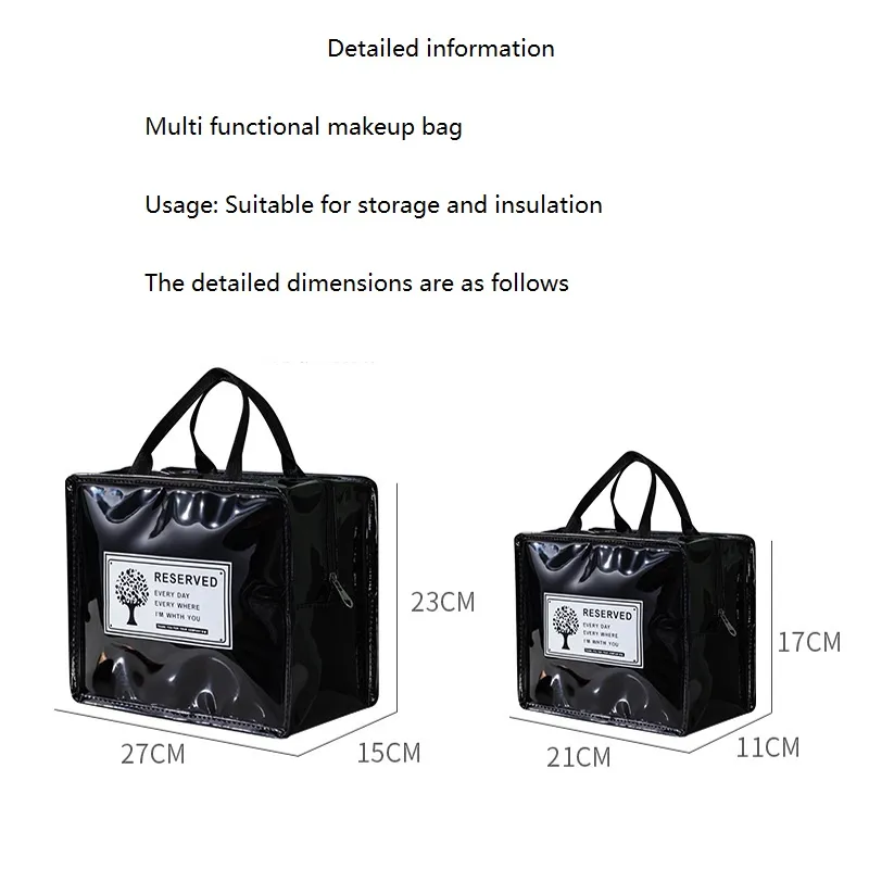 Travel Cosmetics Storage Bag PU Waterproof Wash Bag Cute Women&prime;s Makeup Bag Large Capacity Lunch Box Bag Handbag