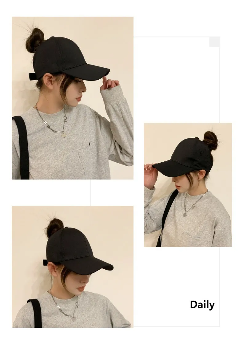 Empty Hat Women&prime;s New Japanese Simple Casual Sunhat Korean Internet Celebrity Trend Letter Can Be Tied to a Ponytail Baseball Cap