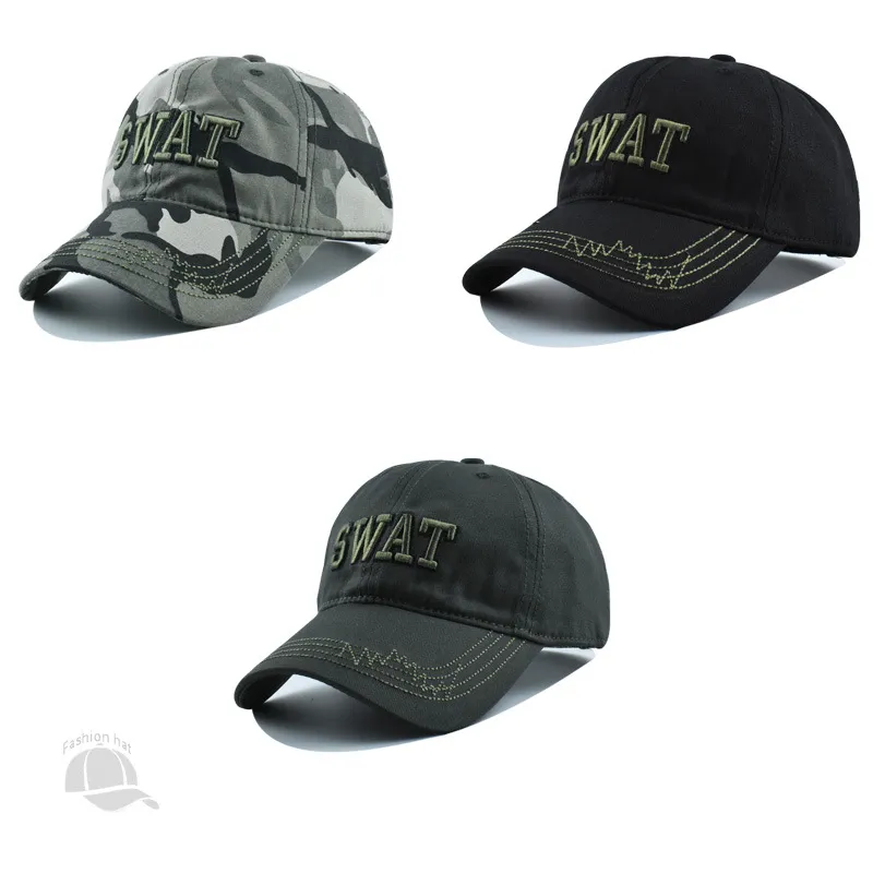 Camouflage Swat Letter Three-Dimensional Embroidered Baseball Cap