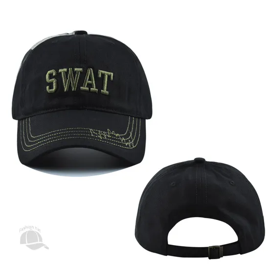 Camouflage Swat Letter Three-Dimensional Embroidered Baseball Cap