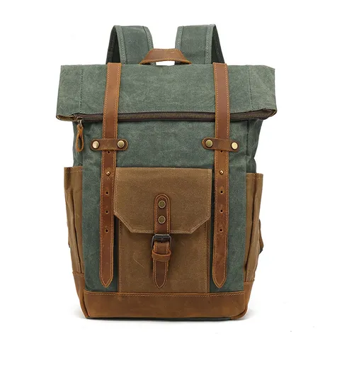 Retro Waterproof Large Capacity Contrasting Leather Shoulder Bag