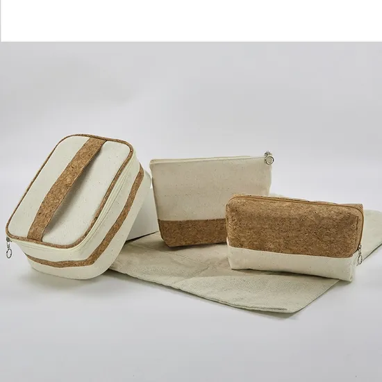 Cotton Canvas Organizing Bag Original Color Wood Grain Travel Washing and Storage Bag Set Environmentally Friendly Cork Makeup Bag