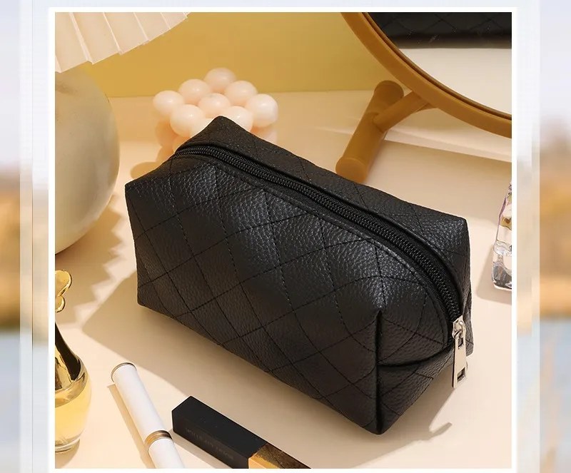 PU Leather Portable Waterproof Small Square Bag Travel Cosmetics Storage Bag