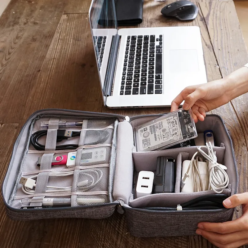 Data Cable Storage Bag Travel Power Bank Earphone Storage Box Multifunctional Divided Digital Bag
