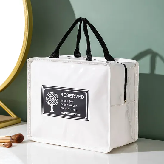 Travel Cosmetics Storage Bag PU Waterproof Wash Bag Cute Women′s Makeup Bag Large Capacity Lunch Box Bag Handbag
