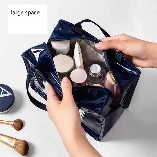 Travel Cosmetics Storage Bag PU Waterproof Wash Bag Cute Women′s Makeup Bag Large Capacity Lunch Box Bag Handbag