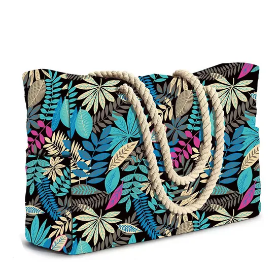Customizable Outdoor Striped Large Storage Fashionable Cotton Handheld Beach Bag Large Capacity Travel Shopping Bag