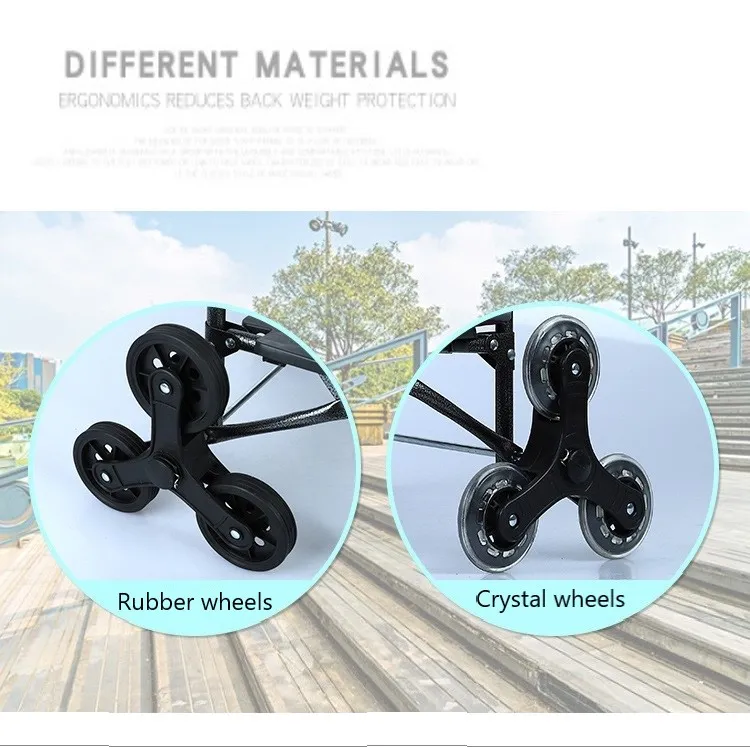 Portable Supermarket Folding Grocery Cart Advertising Two-Wheeled Shopping Cart Trolley Hand Pull Shopping Bag