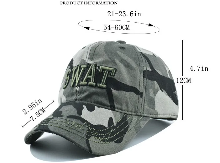 Camouflage Swat Letter Three-Dimensional Embroidered Baseball Cap